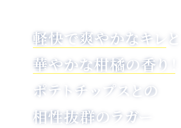FLAVOR 軽快で爽やかなキレと華やかな柑橘の香り!ポテトチップスとの相性抜群のラガー
