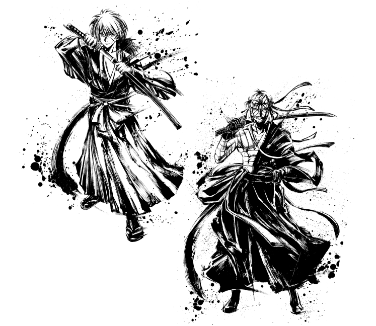 るろうに剣心 -明治剣客浪漫譚-に登場する緋村 剣心（ひむら けんしん）と志々雄 真実（ししお まこと）