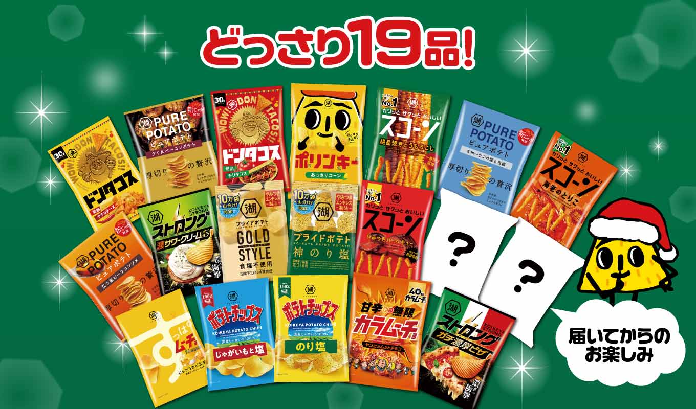 湖池屋のスナックが、どっさり19品入り！